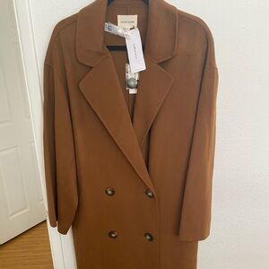 LouLou Studio double-faced wool/ cashmere blend long coat in Carmel SZ M NWT